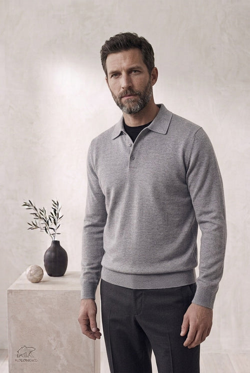 The Merino Polo in black